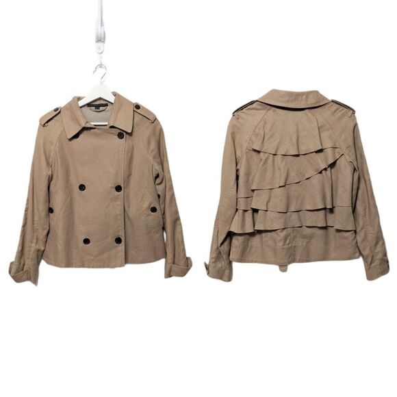 Katherine Barclay Jackets & Blazers - KATHERINE BARCLAY Linen Ruffle Military Jacket S